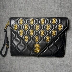 Moschino Dollar Sign Leather Clutch